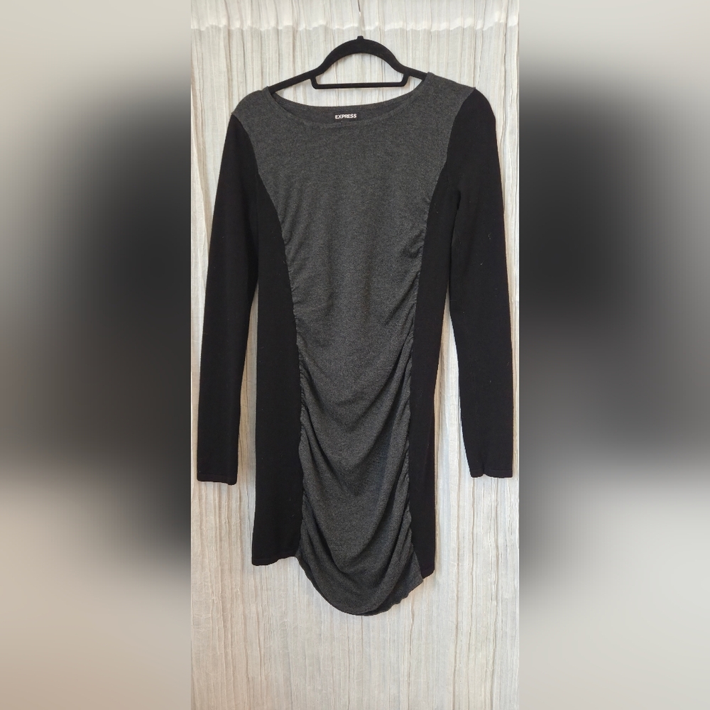 Express Colorblock Black and Gray Mini Dress